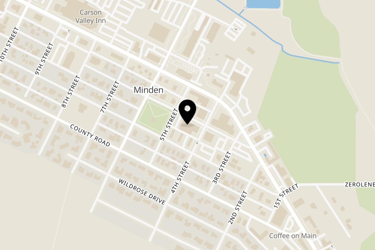 Map showing the location of Cook'd Minden on 1644 U.S. Hwy 395 N in Minden